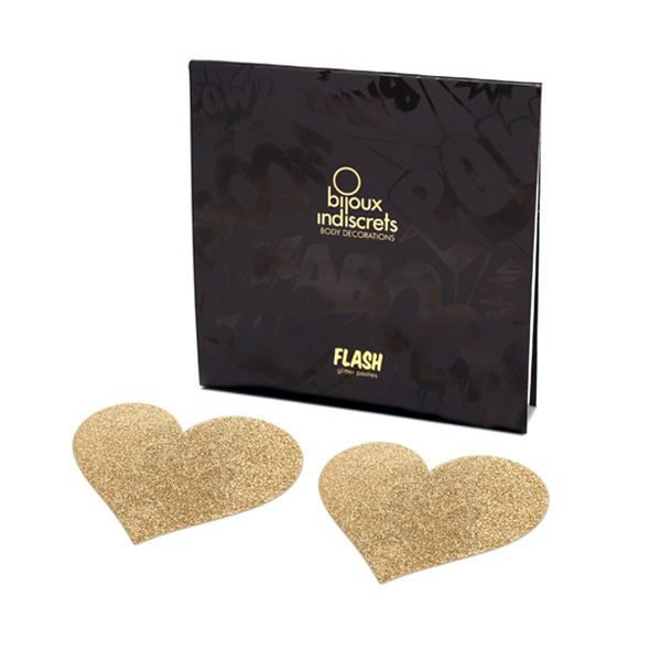 BIJOUX INDISCRETS - COPRI CAPEZZOLI FLASH CUORE DORATO - immagine 2