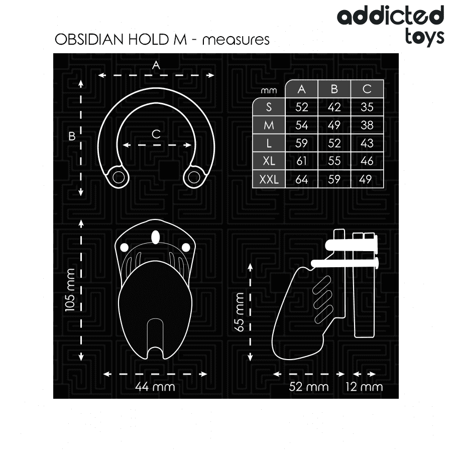 ADDICTED TOYS LOCKED - GABBIA PER PENE OBSIDIAN HOLD TAGLIA M - immagine 4