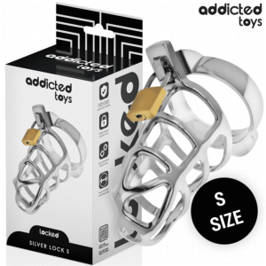 ADDICTED TOYS LOCKED - GABBIA PER PENE IN METALLO CON BLOCCAGGIO ARGENTO TAGLIA S