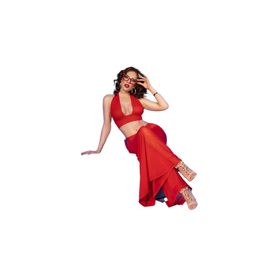 CHILIROSE - CR 4857 SET TOP Y PANTALONES ROJO TALLA S - immagine 4