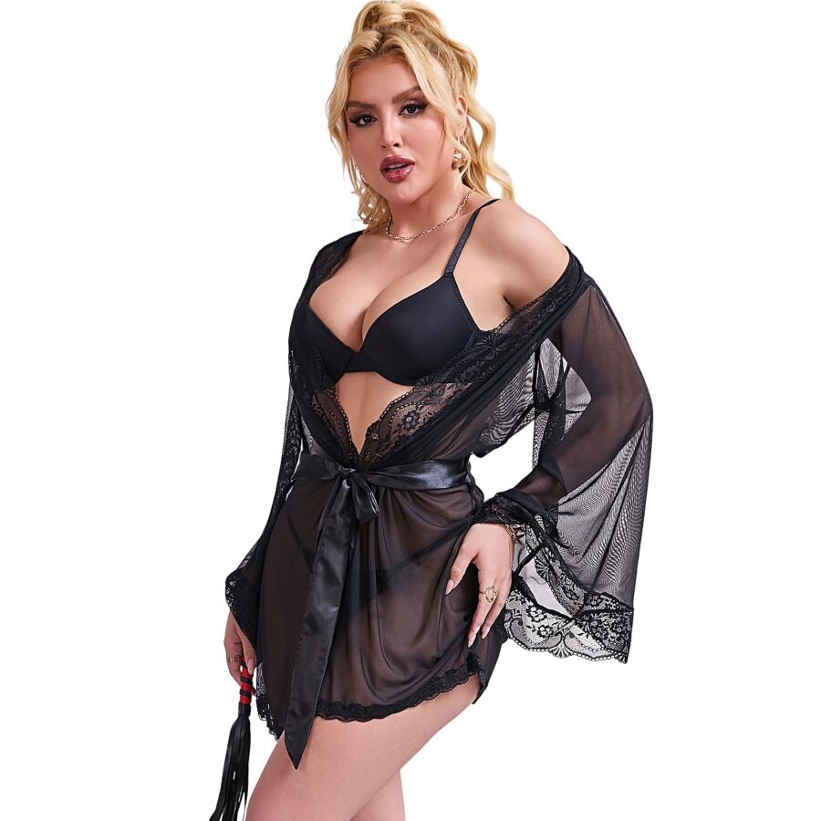 SUBBLIME - BATA TELA TRANSPARENTE DETALLE ENCAJE NEGRO S/M - immagine 4