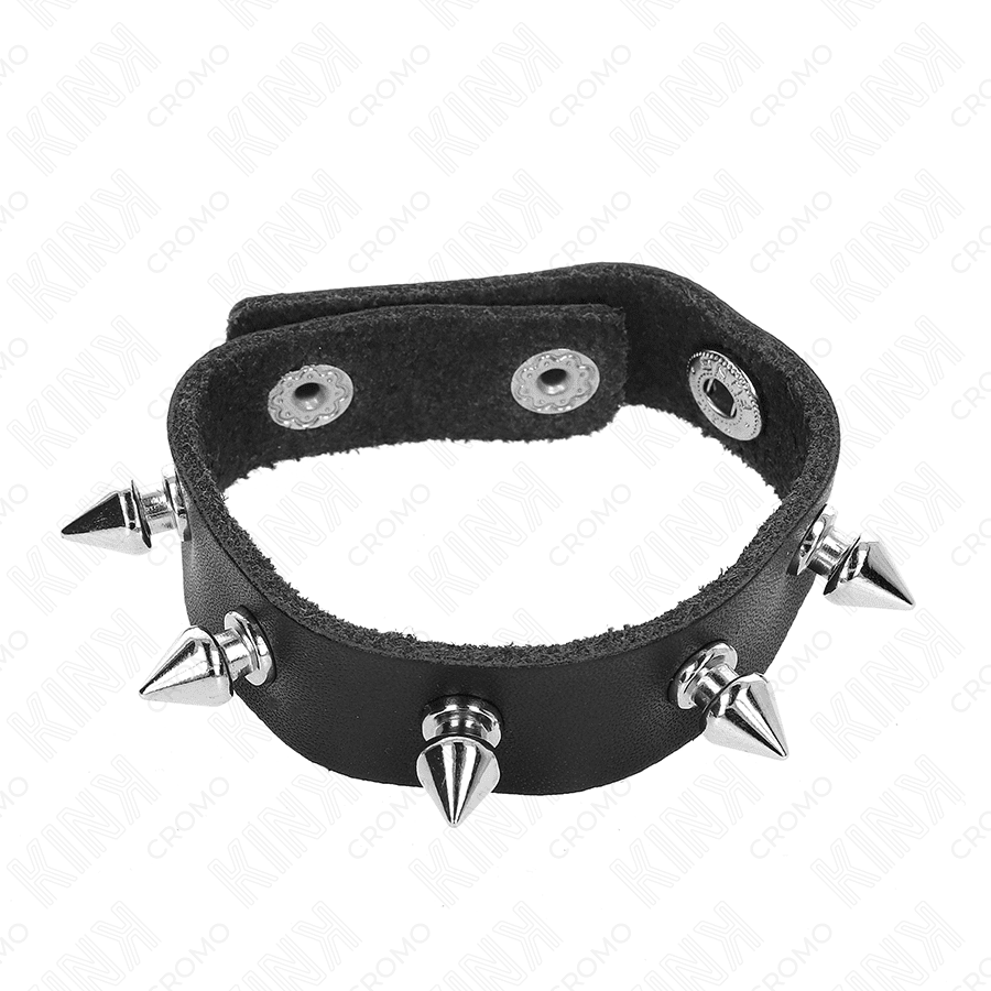 KINK - ANELLO PER PENE IN PELLE CON PUNTE 21,5 X 1,6 CM - immagine 4