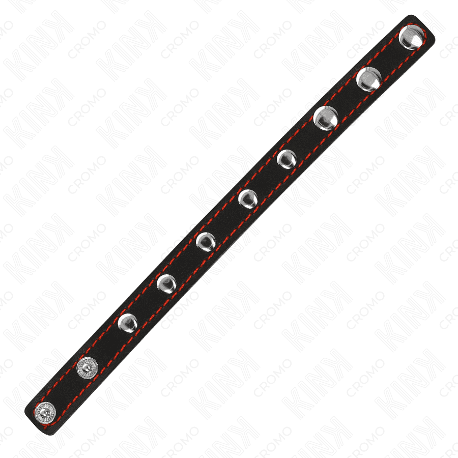 KINK - ANELLO PER PENE IN PELLE CON CHIUSURA A PRESSIONE FODERA ROSSA 21 X 1,5 CM - immagine 4