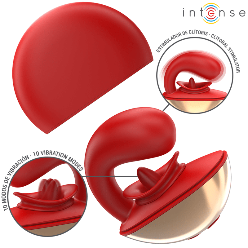 INTENSE - VIBRATORE E STIMOLATORE MARIAH A FORMA DI U 10 VIBRAZIONI ROSSO - immagine 2