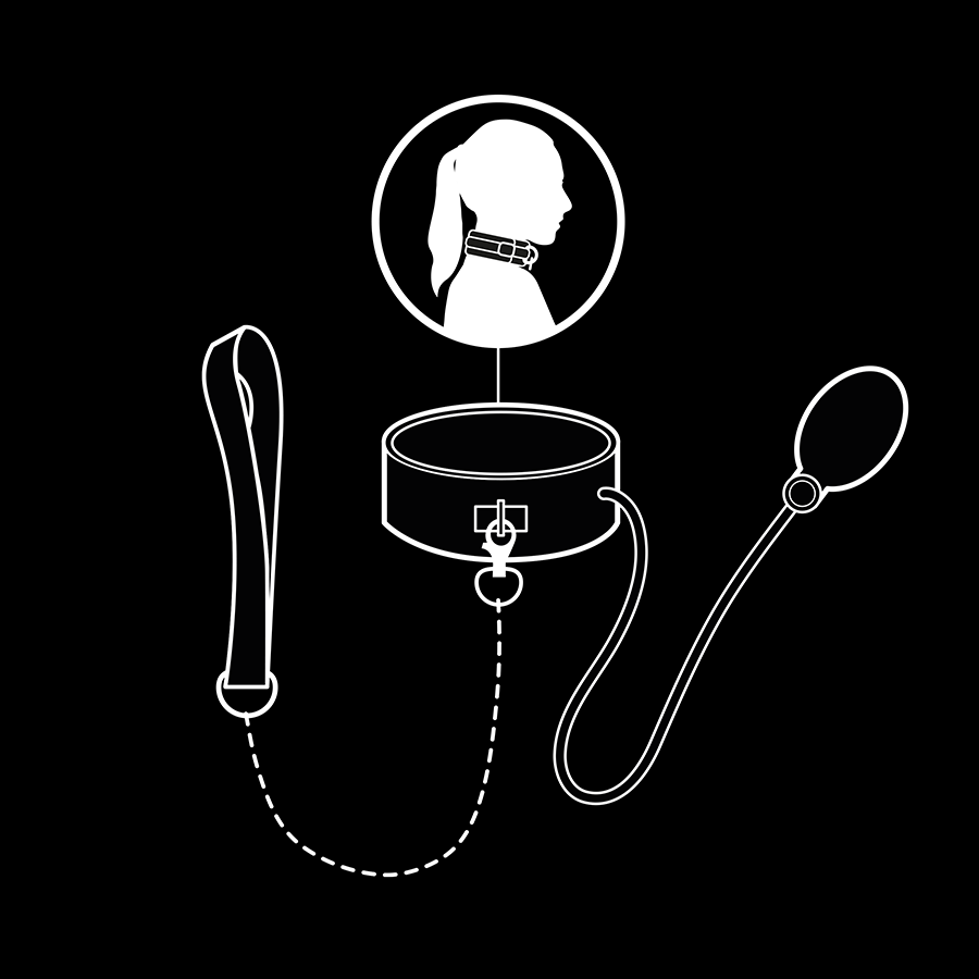FETISH SUBMISSIVE BONDAGE - COLLARE GONFIABILE DA STRANGOLAMENTO CON CATENA - immagine 3