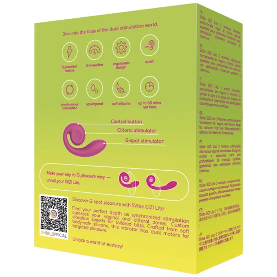 SNAIL VIBE - VIBRATORE ROSA GIZI LITE DOPPIO PUNTO G E CLITORIDEO - immagine 5