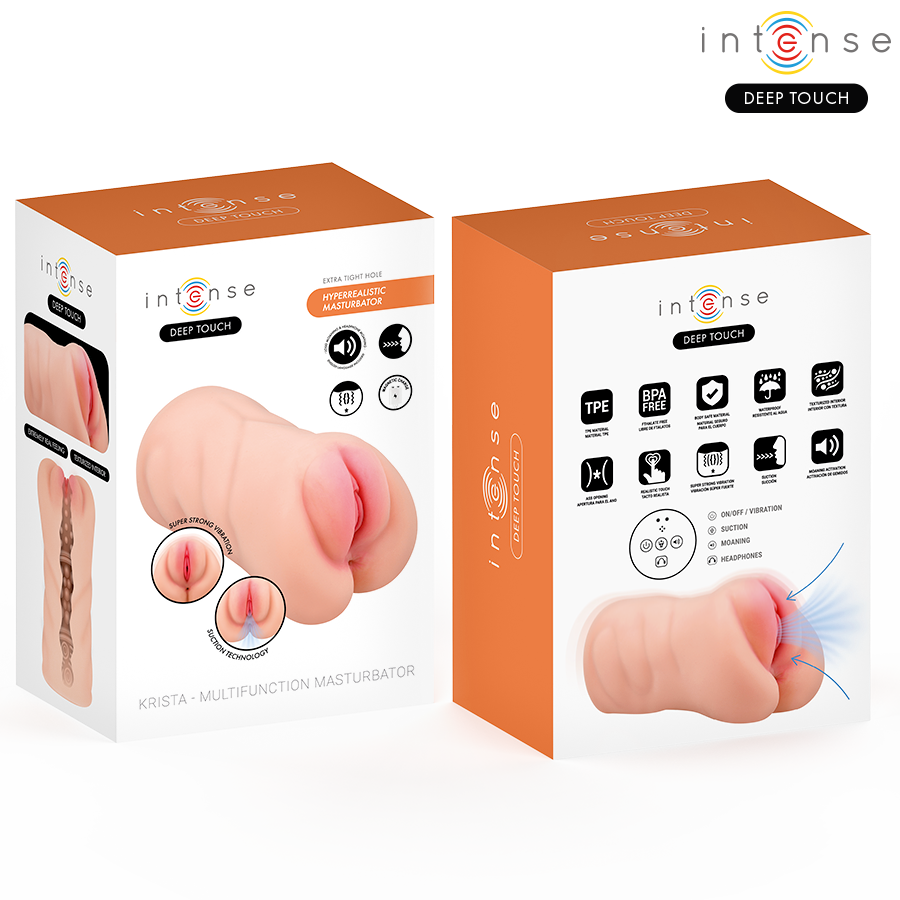 INTENSE DEEP TOUCH - MASTURBATORE AGINALE KRISTA CON ASPIRAZIONE, VIBRAZIONE ED EFFETTO VOCALE 1,2 KG - immagine 3