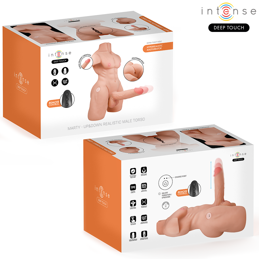 INTENSE DEEP TOUCH - MARTY TORSO CON ANO E DILDO REALISTICO CON SPINTA E VIBRAZIONE, TELECOMANDO, 6,2 KG - immagine 3