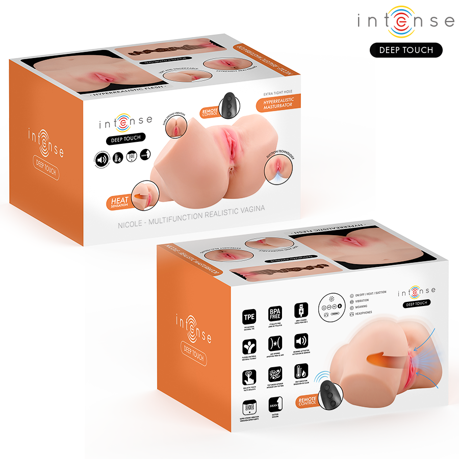 INTENSE DEEP TOUCH - NICOLE MASTURBATORE VAGINALE CON EFFETTI DI ASPIRAZIONE, CALORE, VIBRAZIONE E VOCALE CON TELECOMANDO 5,3 KG - immagine 3