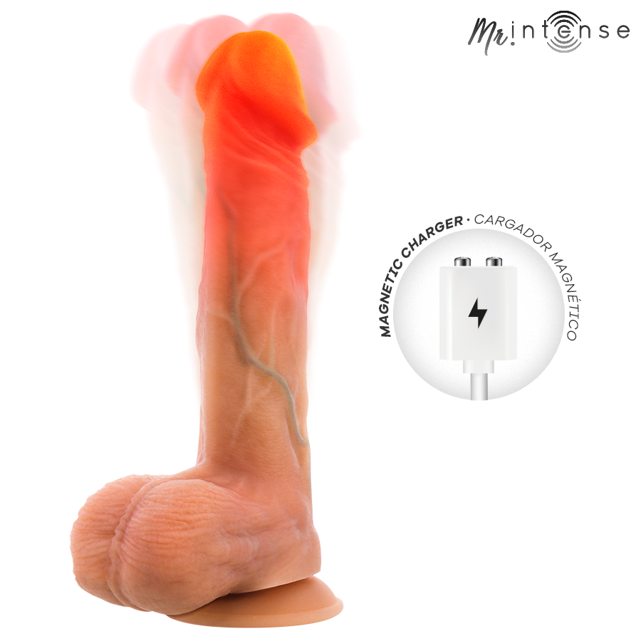 MR INTENSE - DILDO VIBRANTE LOGAN IN SILICONE CON EFFETTO CALORE E TELECOMANDO 20 CM -Ø- 4,1 CM - immagine 2