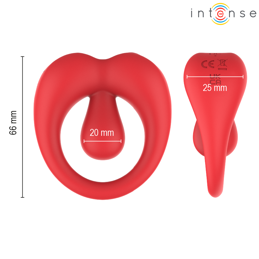 INTENSE - RUSSELL ANILLO VIBRADOR CON ESTIMULACIÓN DE CLÍTORIS ROJO - immagine 5