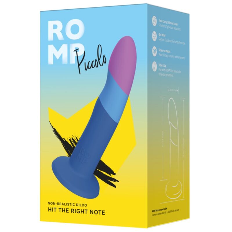 ROMP - DILDO IN SILICONE PICCOLO CON VENTOSA TRICOLORE 14 CM - immagine 5