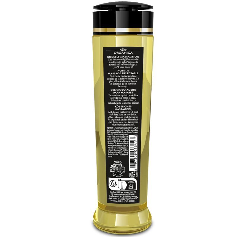 SHUNGA - OLIO DA MASSAGGIO BIOLOGICO AL LAMPONE 240 ML - immagine 3