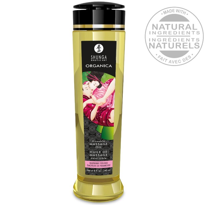 SHUNGA - OLIO DA MASSAGGIO BIOLOGICO AL LAMPONE 240 ML - immagine 2