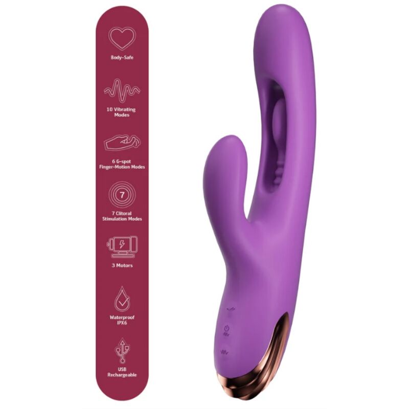 SHE.E.O - VIBRATORE PER IL PUNTO G A FORMA DI CONIGLIO CON MOVIMENTO DIGITALE VIOLA - immagine 2