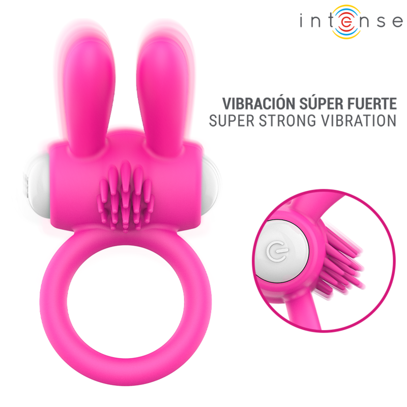 INTENSE - ANELLO VIBRANTE PER PENE HOPPS CON STIMOLAZIONE CLITORIDEA ROSA - immagine 3