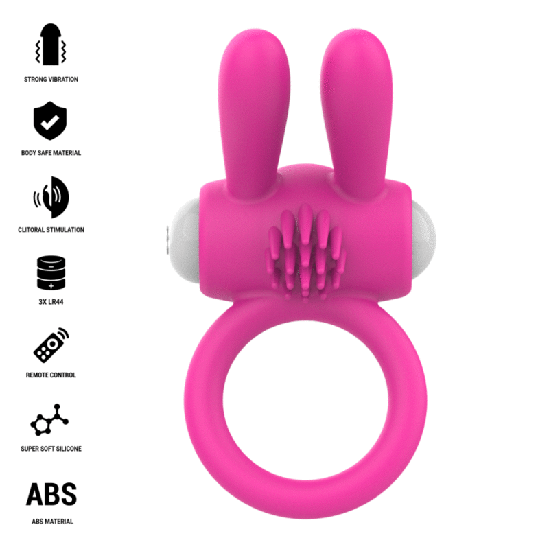 INTENSE - ANELLO VIBRANTE PER PENE HOPPS CON STIMOLAZIONE CLITORIDEA ROSA - immagine 2