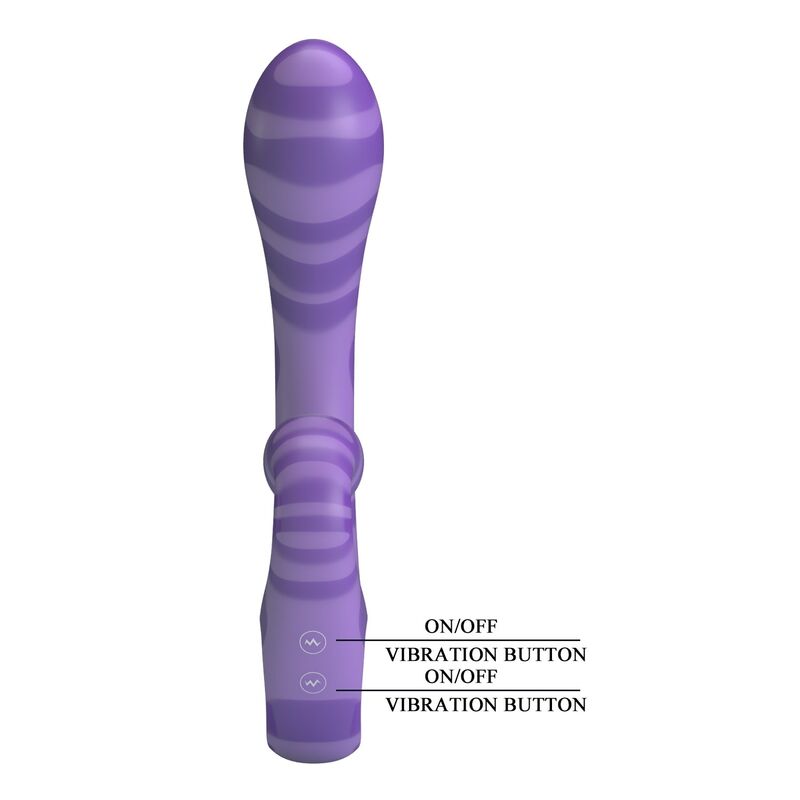 PRETTY LOVE - VIBRATORE A DOPPIA ESTIVA CON MANICO 19 CM Ø 3,5 CM VIOLA - immagine 3