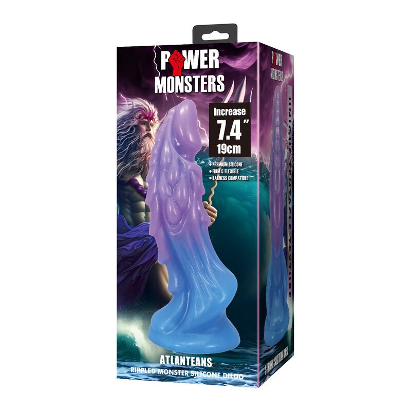 POWER MONSTERS - DILDO REALISTICO ATLANTEANO CON VENTOSA 19 CM Ø 5 CM BLU E VIOLA - immagine 3