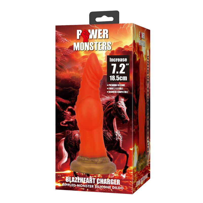 POWER MONSTERS - BLAZEHEART CHARGER FANTASY DILDO IN SILICONE 18,5 CM Ø 4,5 CM - immagine 3