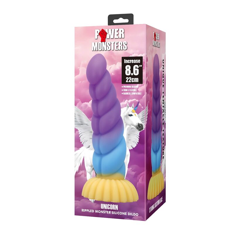POWER MONSTERS - UNICORNO TRICOLORE FANTASY DILDO IN SILICONE 22 CM Ø 5 CM - immagine 3