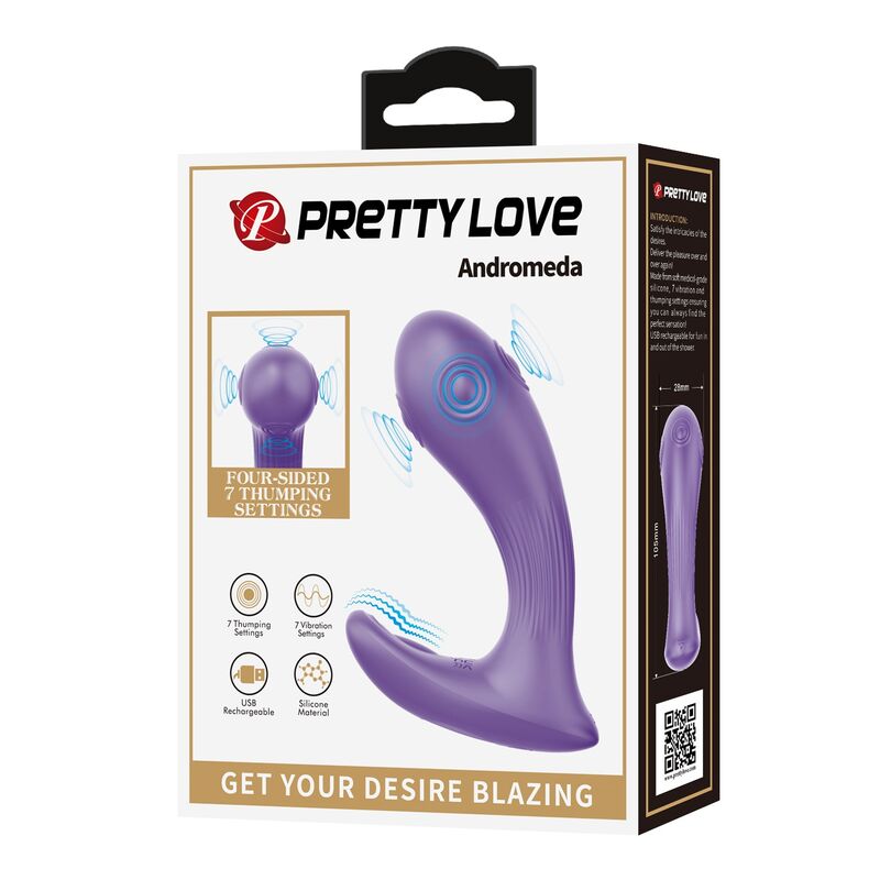PRETTY LOVE - ANDROMEDA VIBRATORE RICARICABILE A DOPPIA STIMOLAZIONE VIOLA - immagine 2