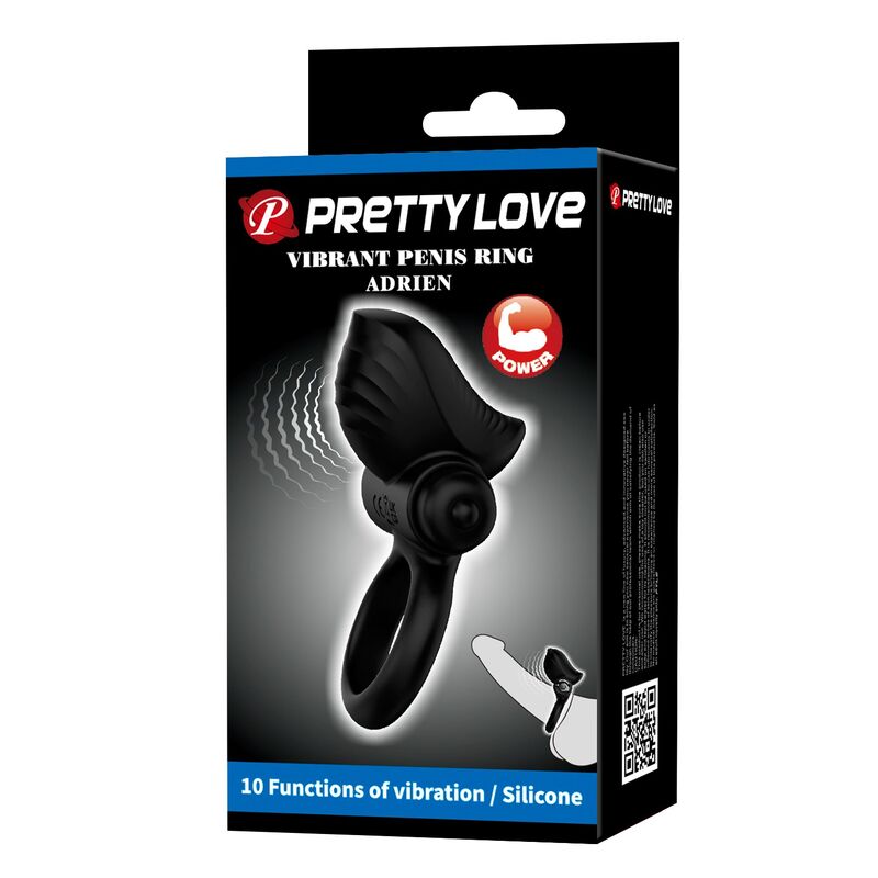 PRETTY LOVE - ADRIEN ANELLO VIBRANTE PER PENE 10 FUNZIONI NERO - immagine 3