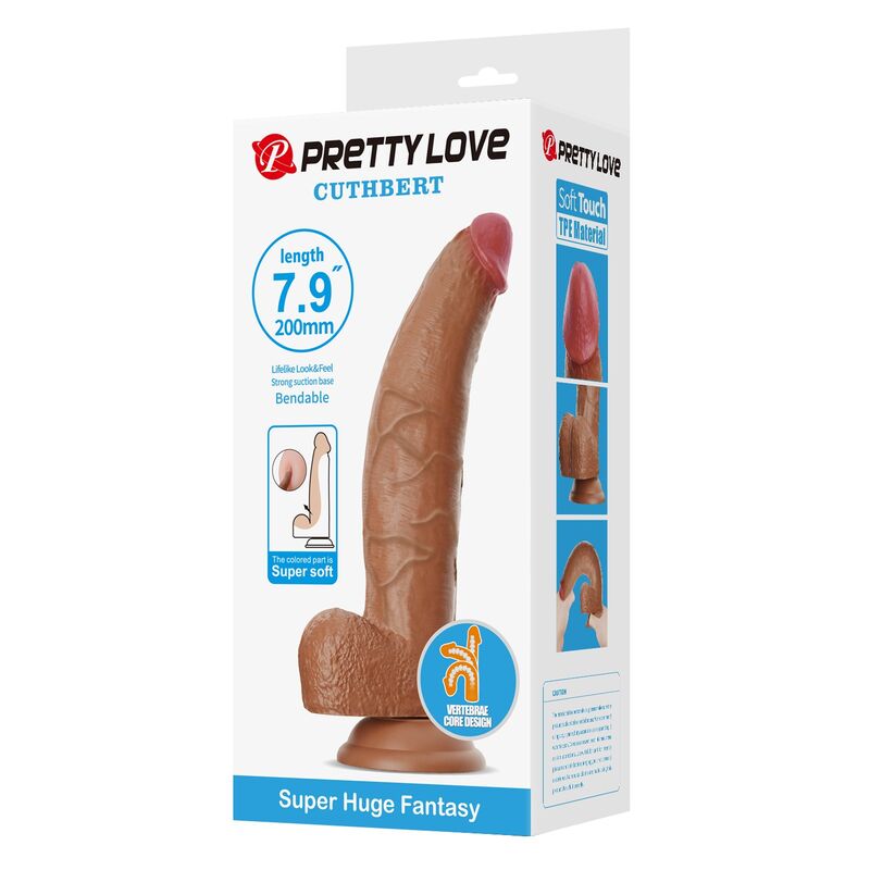 PRETTY LOVE - CUTHBERT DILDO FLESSIBILE REALISTICO 20 CM Ø 5 CM TPE MARRONE - immagine 3