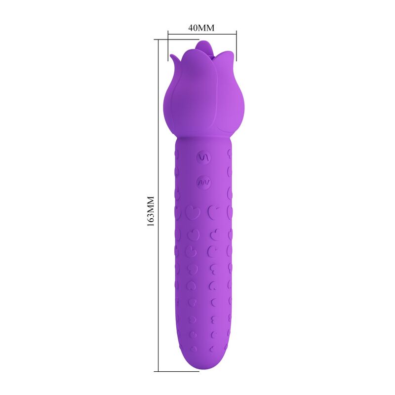PRETTY LOVE - VIBRATORE RICARICABILE DANNELL PER STIMOLAZIONE ORALE E CLITORIDEA, VIOLA - immagine 3