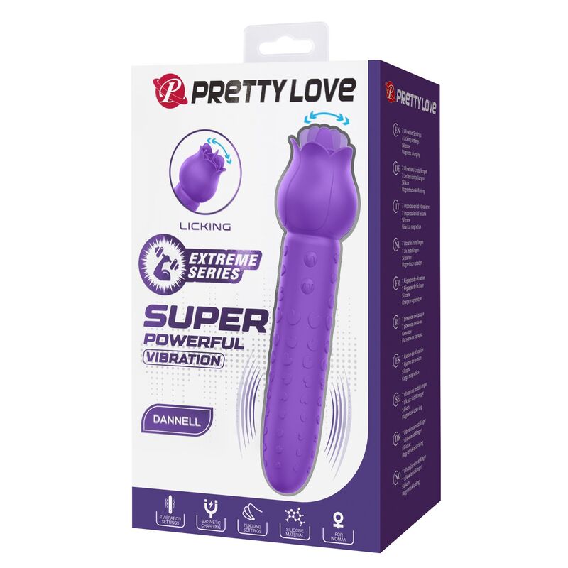 PRETTY LOVE - VIBRATORE RICARICABILE DANNELL PER STIMOLAZIONE ORALE E CLITORIDEA, VIOLA - immagine 2