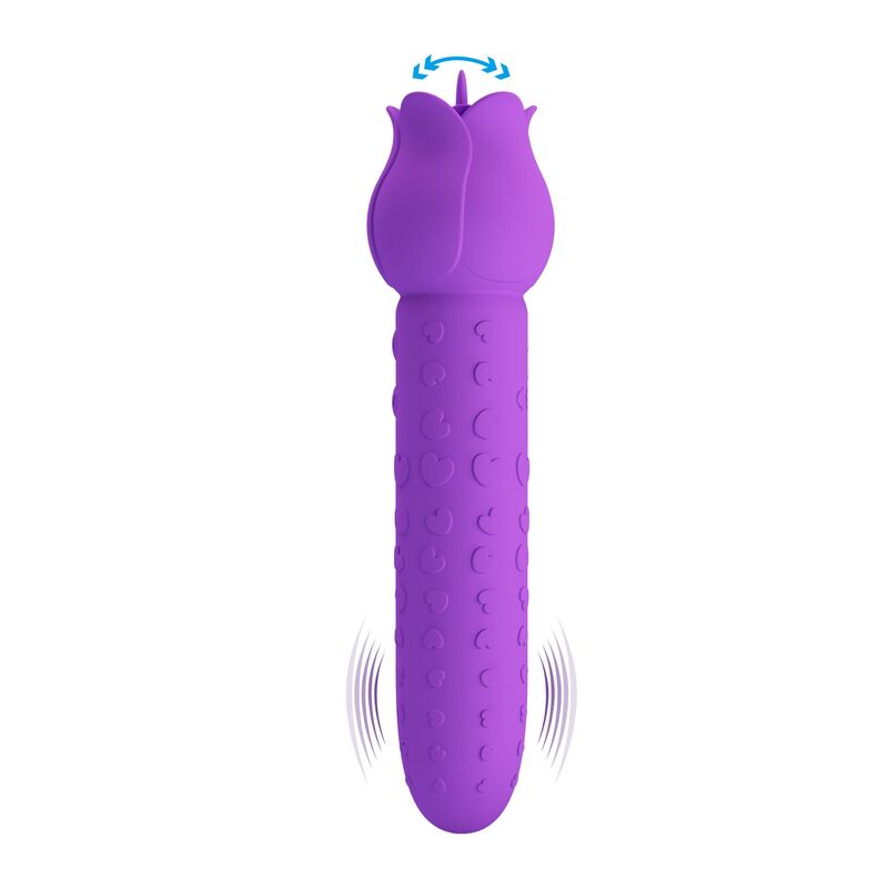 PRETTY LOVE - VIBRATORE RICARICABILE DANNELL PER STIMOLAZIONE ORALE E CLITORIDEA, VIOLA - immagine 4