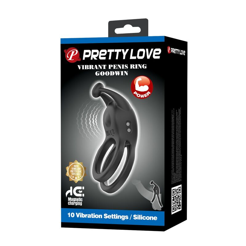 PRETTY LOVE - GOODWIN ANELLO PER PENE DOPPIO VIBRANTE RICARICABILE NERO - immagine 3