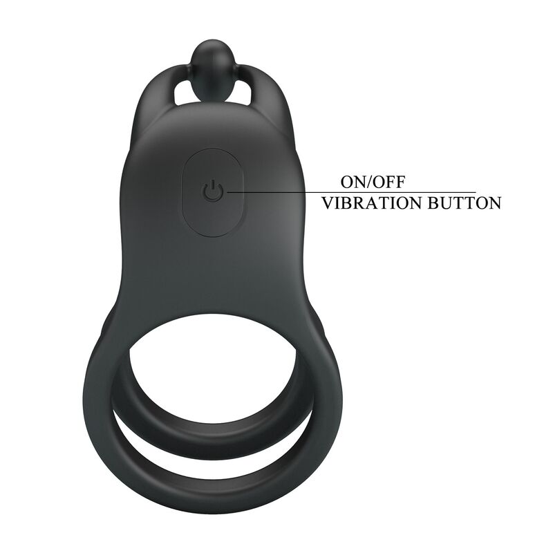 PRETTY LOVE - GOODWIN ANELLO PER PENE DOPPIO VIBRANTE RICARICABILE NERO - immagine 2