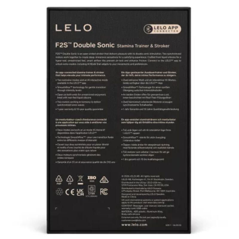 LELO - F2S DOPPIO STROPULSORE MASCHILE SONICO CON DOPPIA STIMOLAZIONE SONICA, COLORE TEAL - immagine 5