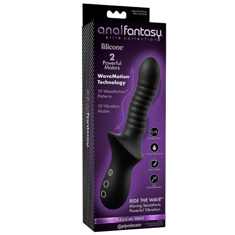 ANAL FANTASY ELITE - MASSAGGIATORE ANALE RICARICABILE NERO PLEASURE WAVE - immagine 3