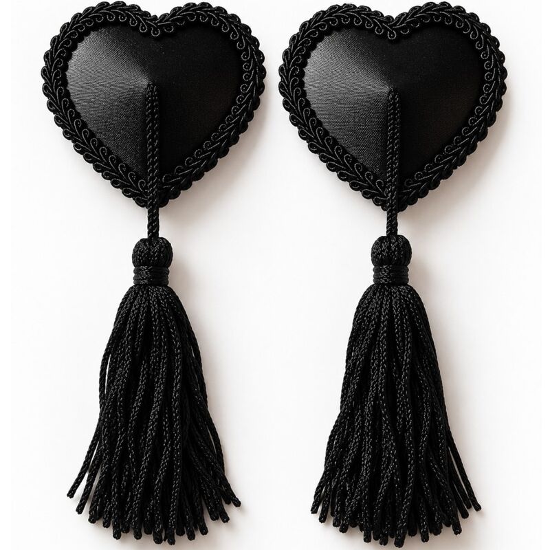 CHILIROSE - CR 4897 COPRI CAPEZZOLI A FORMA DI CUORE CON NASTRI NERI