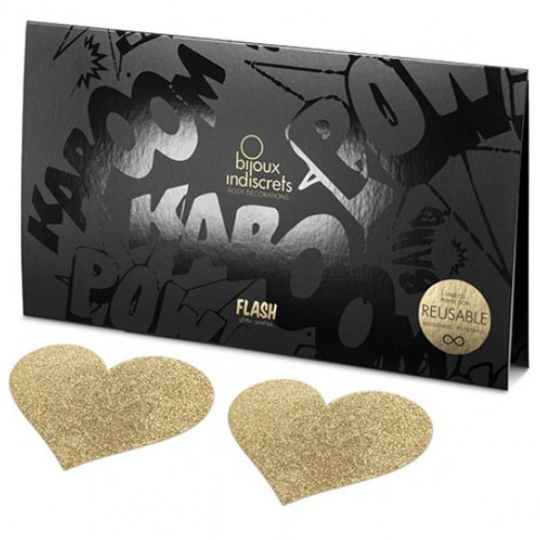 BIJOUX INDISCRETS - COPRI CAPEZZOLI FLASH CUORE DORATO - immagine 4