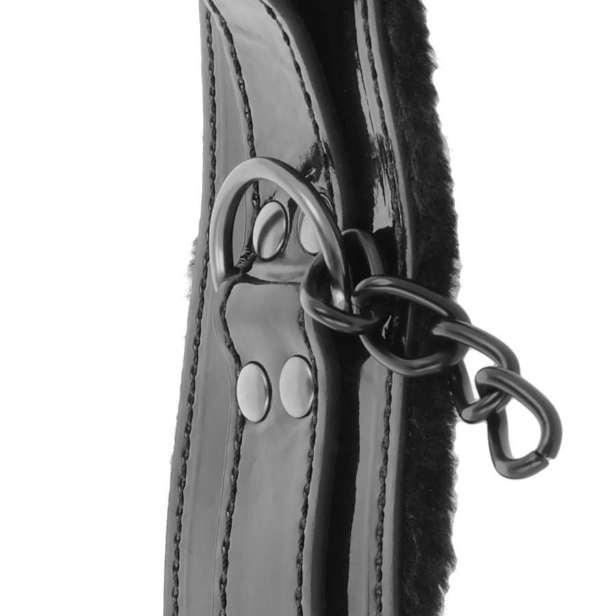 DARKNESS - MANETTE NERE REGOLABILI IN PELLE CON LUCCHETTO - immagine 4