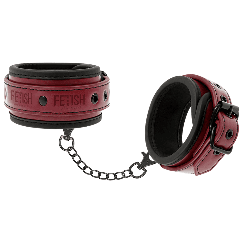 FETISH SUBMISSIVE DARK ROOM - MANETTE ALLA CAVIGLIA VEGAN IN PELLE CON FODERA IN NEOPRENE - immagine 2