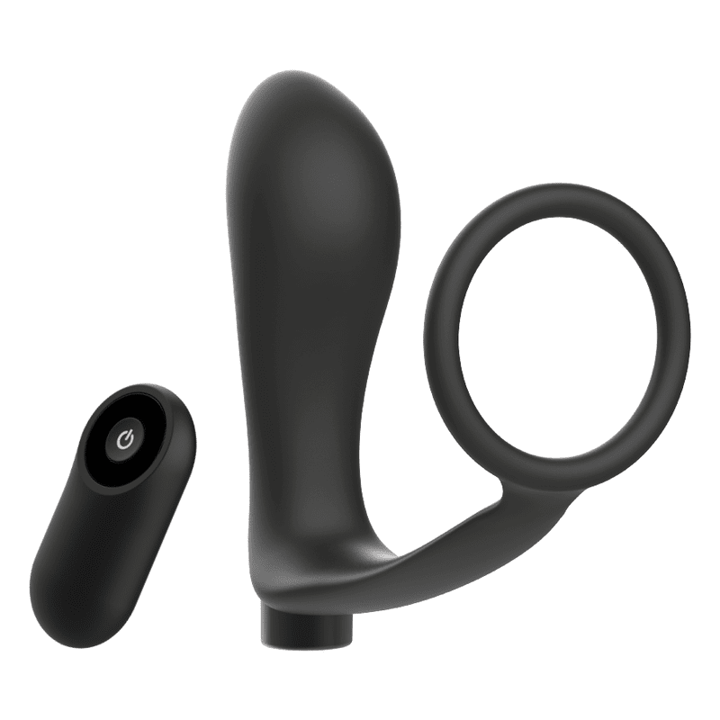 ADDICTED TOYS - ANELLO PER PENE CON TELECOMANDO PLUG ANALE NERO RICARICABILE - immagine 3
